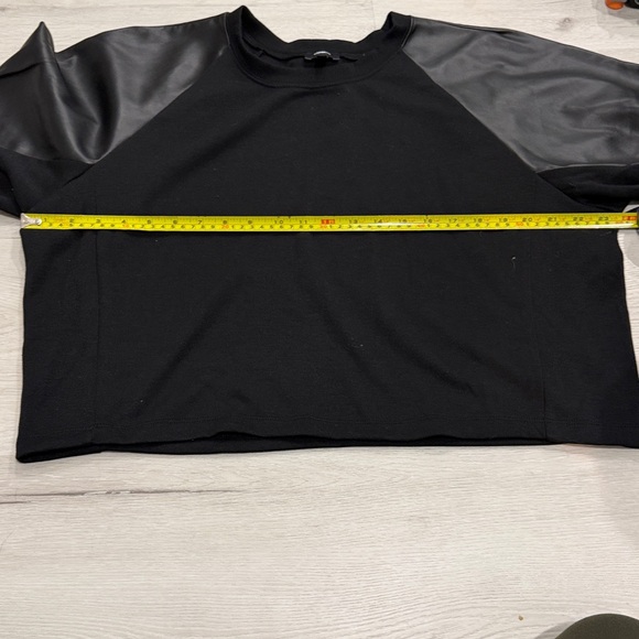 Express Black Sweatshirt with Faux Leather Sleeves - Picture 5 of 8